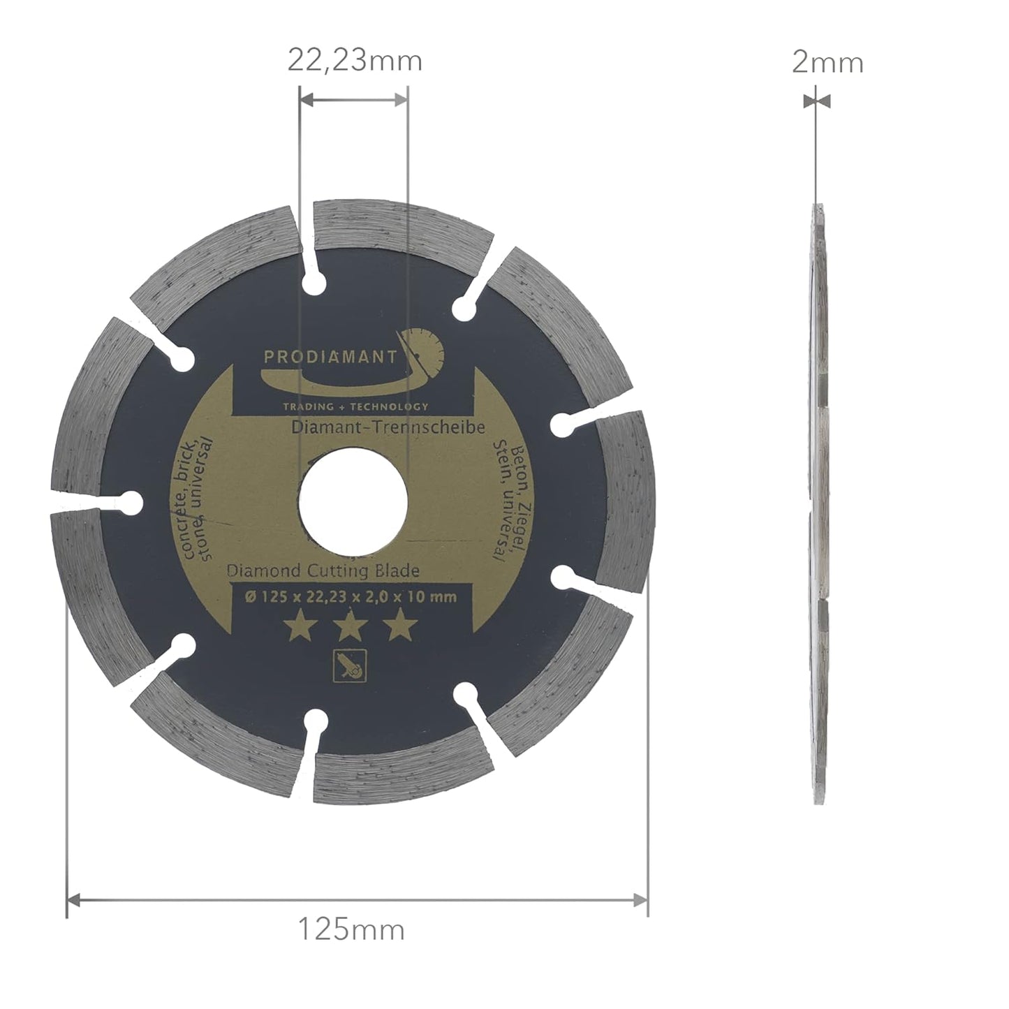 Prodiamant - Set Of 2 Universal Diamond Cutting Discs 125Mm For Concrete, Stone, Brick