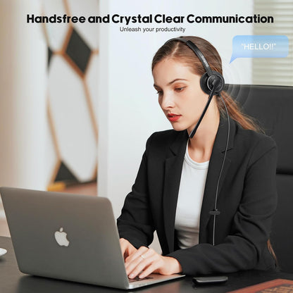 Beebang - Telephone Headset With Noise Canceling Mic, RJ9 For Office Call Center