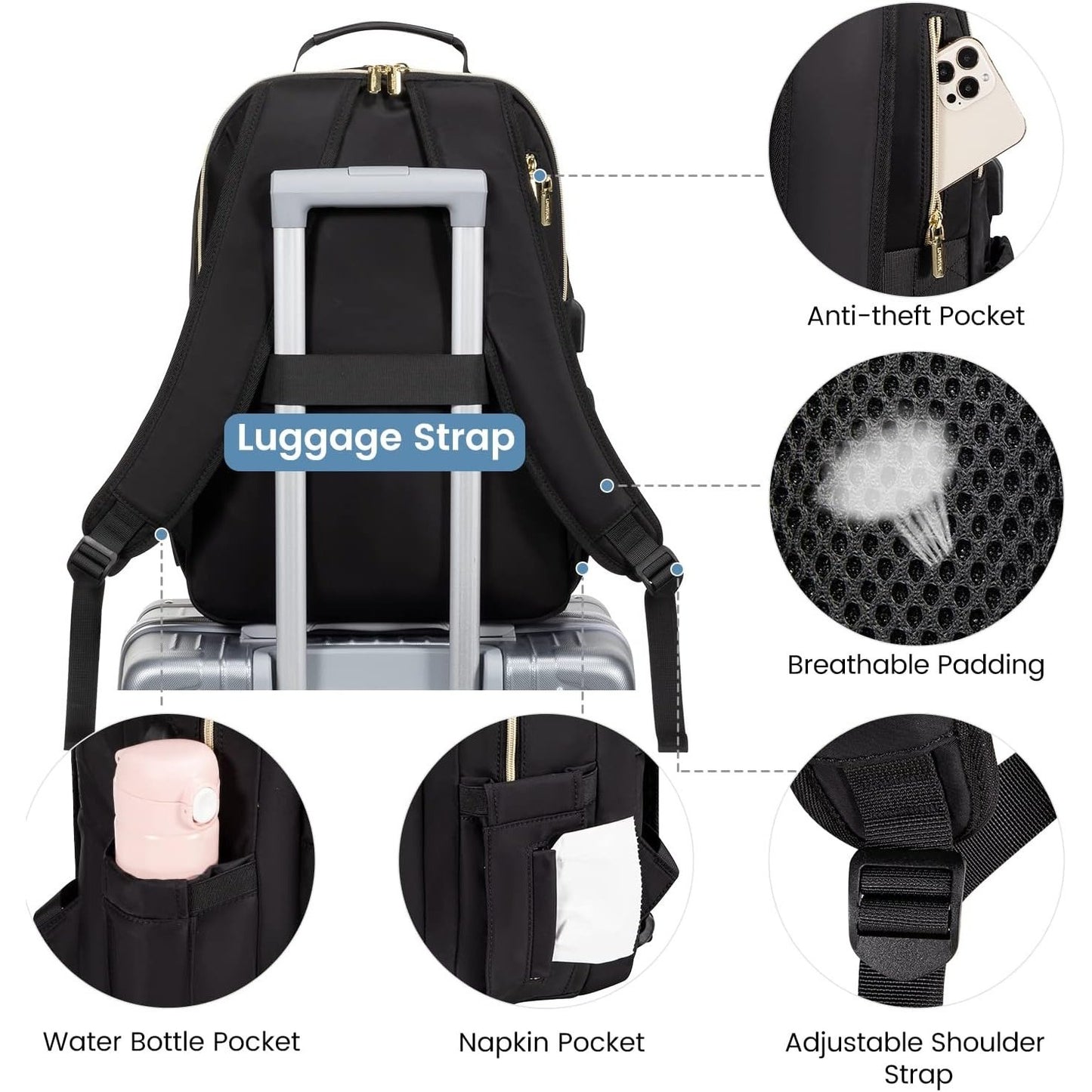 Lovevook - Laptop Backpack 15.6" With USB Charging Port