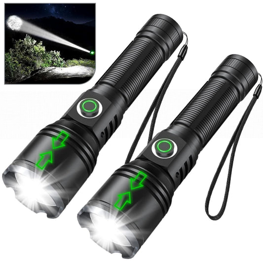 Ouila - Led Mini Flashlight 2-Pack, 2000Lm, 5 Modes, Waterproof, Zoomable