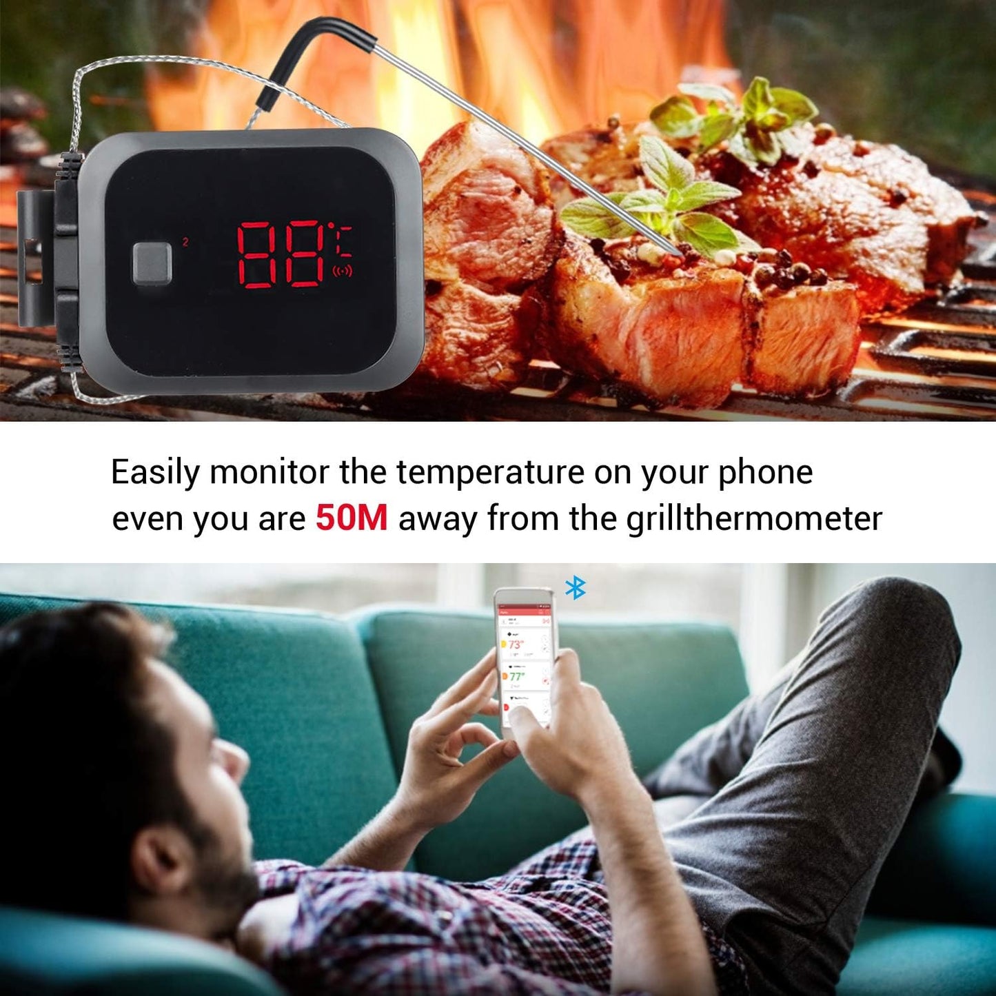 Inkbird - Bluetooth Digital Food Thermometer With Stainless Steel Probe