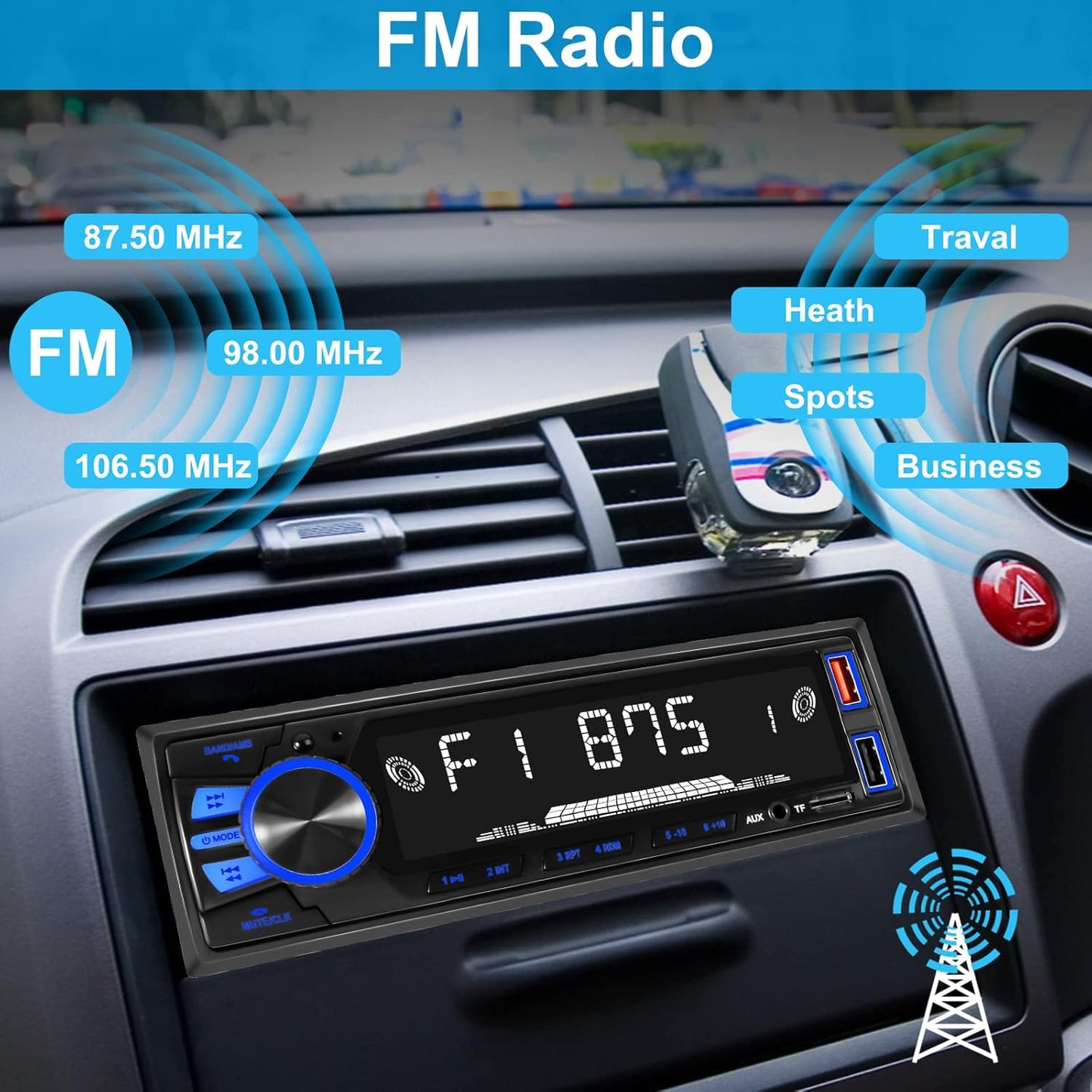 Reakosound - Car Radio Bluetooth Single Din Stereo With Handsfree & App Control