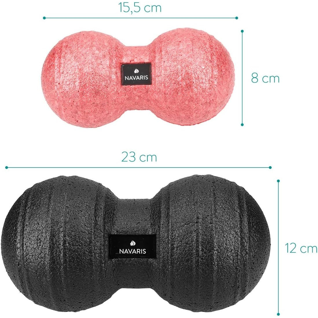 Kw-Commerce - Navaris 2X Peanut Duo Ball Set - Trigger Point Fascia Balls - Black/Red