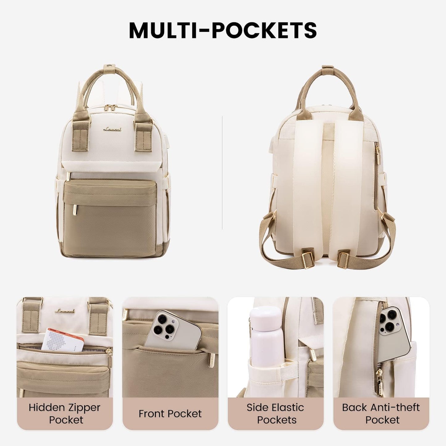 Lovevook - Mini Stylish Waterproof Backpack Purse With USB Port