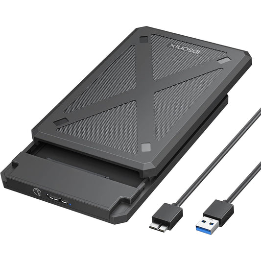 Idsonix - 2.5" Hard Drive Enclosure USB 3.0 to SATA III Tool-Free for SSD/HDD