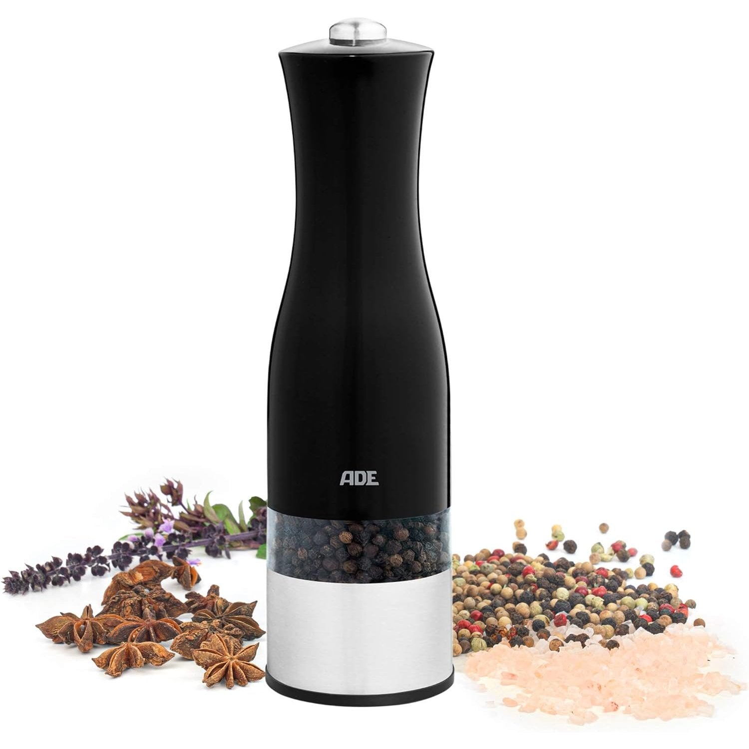 Ade - Electric Salt And Pepper Mill, Adjustable Ceramic Grinder, Black