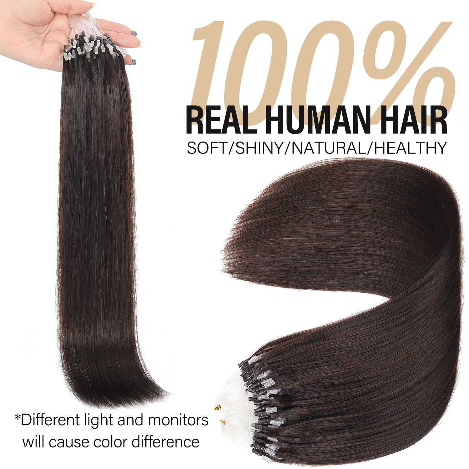 Sisily - Micro Loop Dark Brown Remy Human Hair Extensions