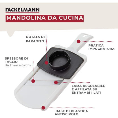 Fackelmann - Adjustable Stainless Steel Mandoline Slicer With Safety Guard