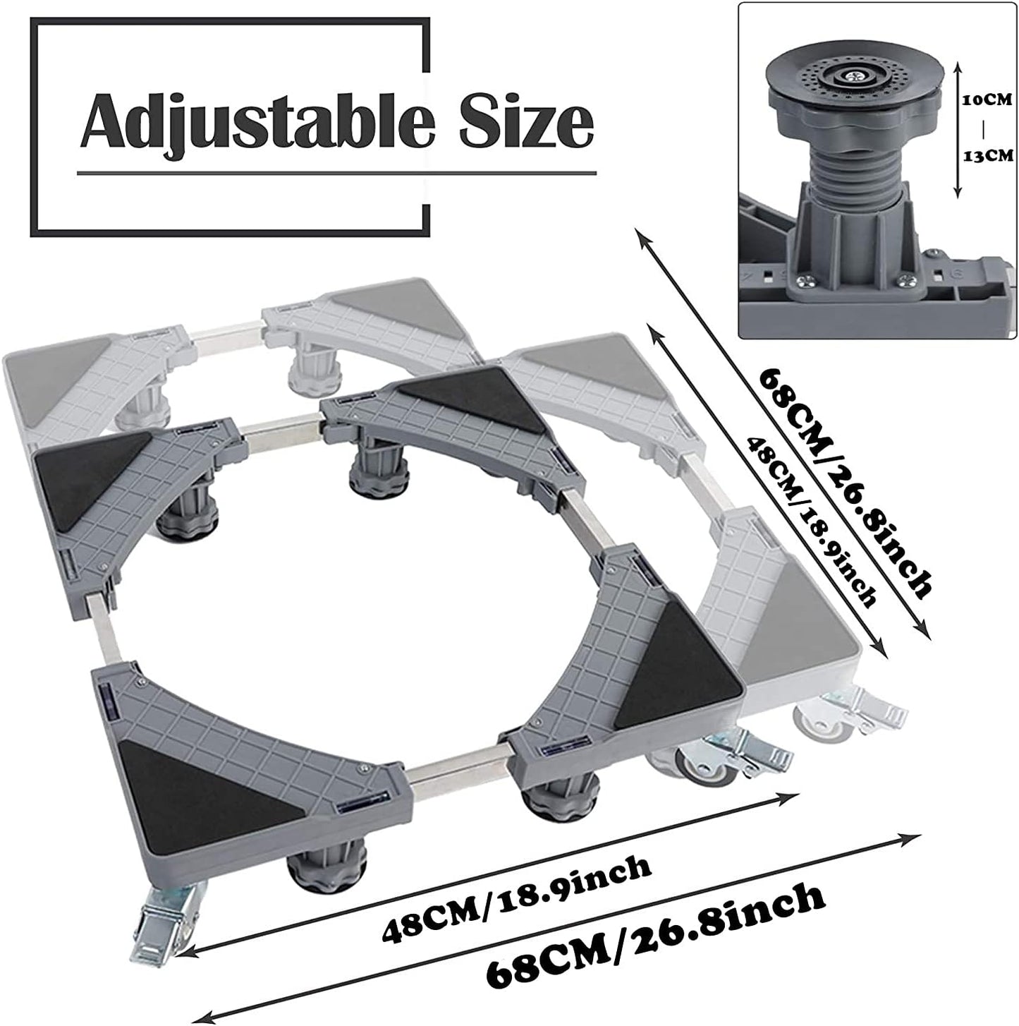 Ro - Adjustable Washing Machine Stand With Locking Wheels