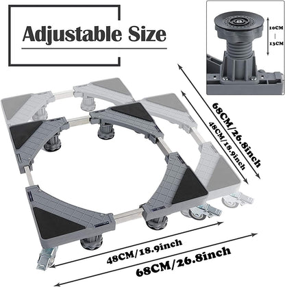 Ro - Adjustable Washing Machine Stand With Locking Wheels