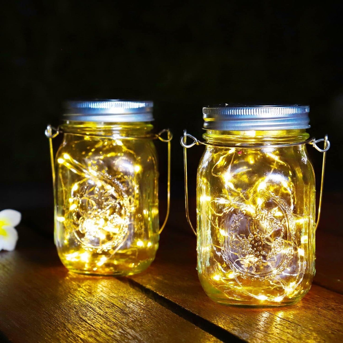 Newyang - Solar Mason Jar Lights 3 Pack 30LED Waterproof Fairy Firefly Lanterns