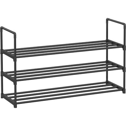 Songmics - 3-Tier Stackable Shoe Rack, Fits 12-15 Pairs, Black