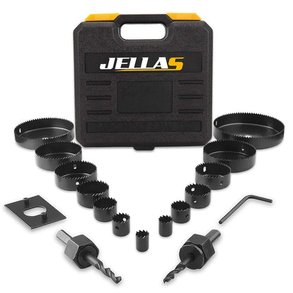 Jellas - 19-Piece Hole Saw Set, 19-127mm, Durable for Precise Holes in Wood & PVC