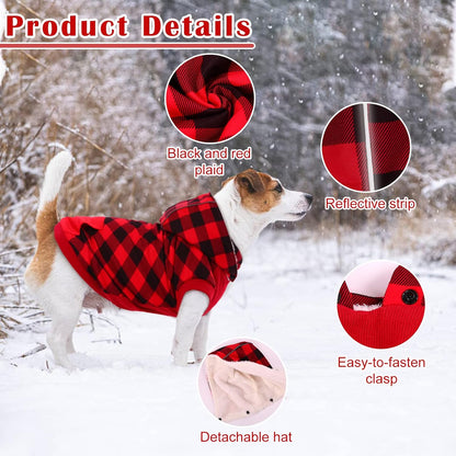 Hjumarayan - Dog Jacket Extra Small With Harness Hole Warm Winter Coat (Red XXS)