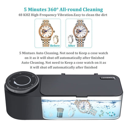 Louverola - Ultrasonic Jewelry Cleaner With Timer, 360Â° Cleaning, 650 Ml