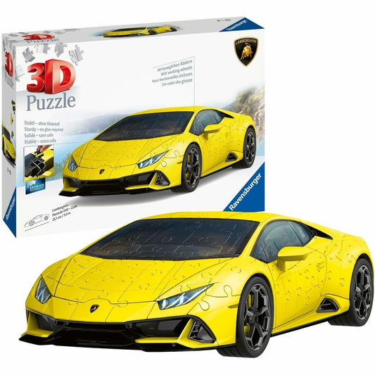 Ravensburger - 3D Lamborghini HuracÃ¡n Evo Yellow Puzzle, 108 Pieces