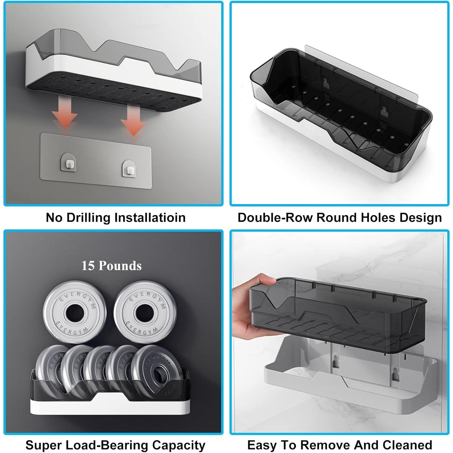 Kimerse - No Drilling Removable Shower Caddy