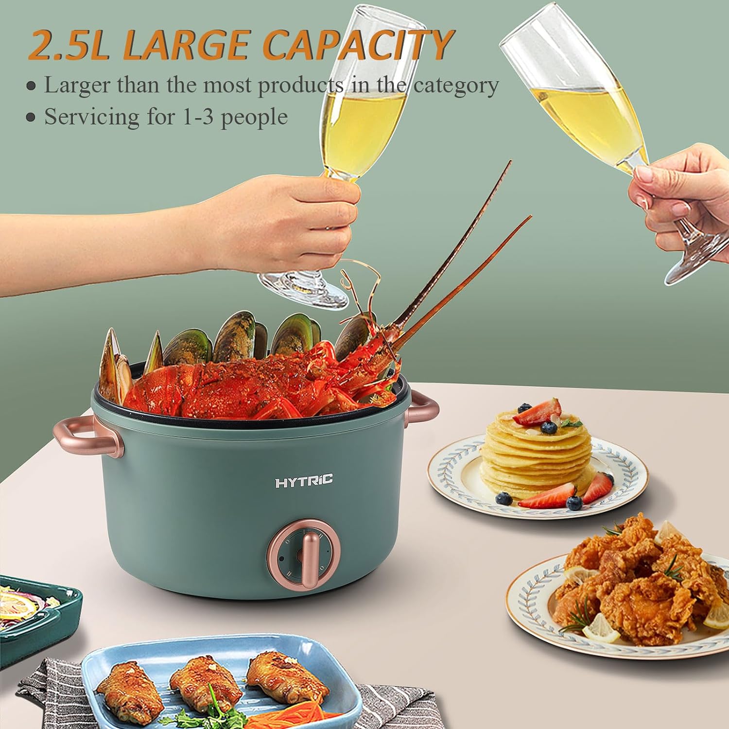 Hytric - Hot Pot Electric 2.5L Portable Frying Pan With Non-Stick Coating