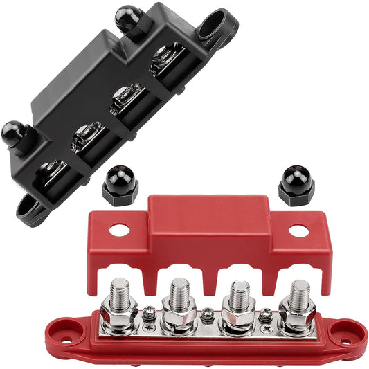 Sirecal - 250A Busbar Distribution Block With 4 M10 Terminal Bolts (Red Black)