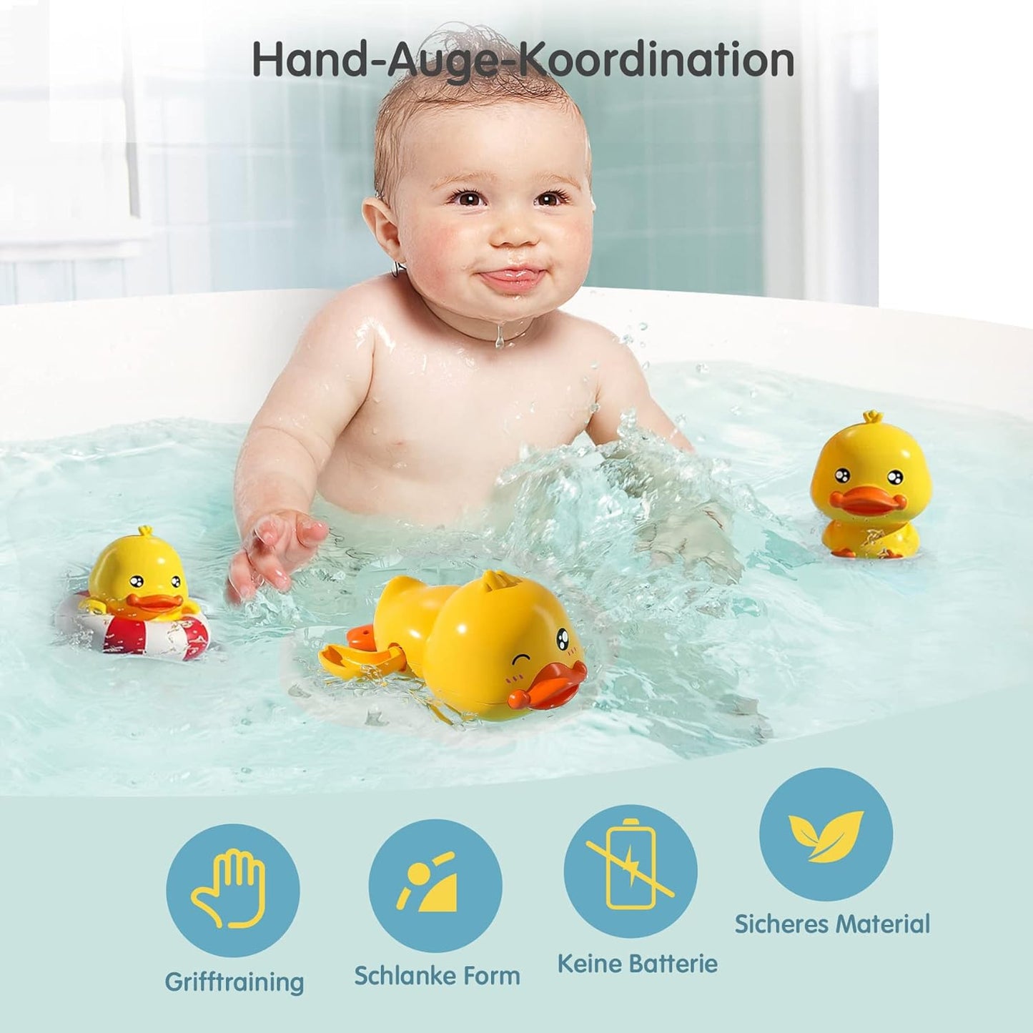 Baby Toy Bath Ducks - 8-Piece Water Toy Set for Toddlers