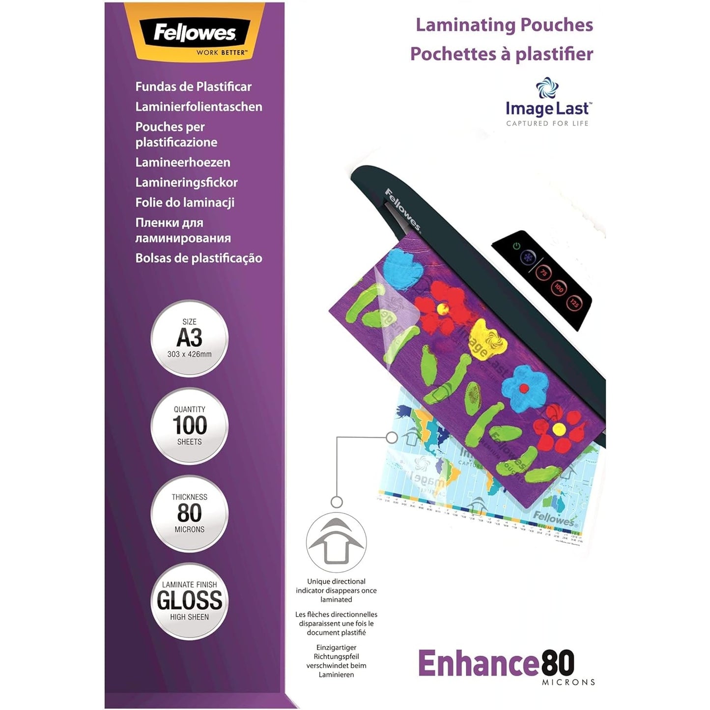 Fellowes - Spectra A3 Laminator 125 Microns Light/Dark Gray & 100 Pouches 80 Microns