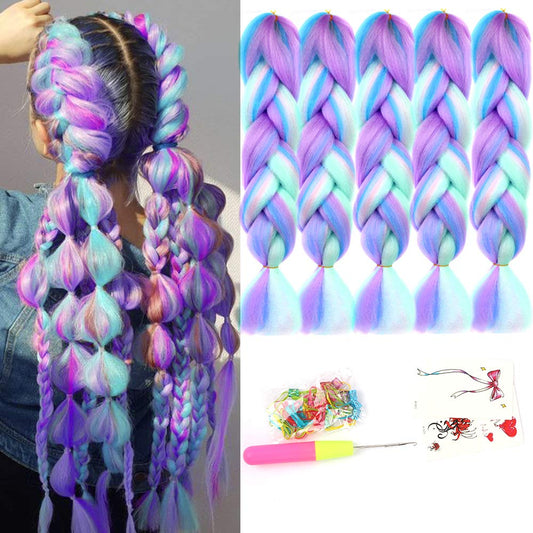 Hdl - 4 Colors Mix Braiding Hair Extensions 24 Inch Synthetic 5Pcs/Lot