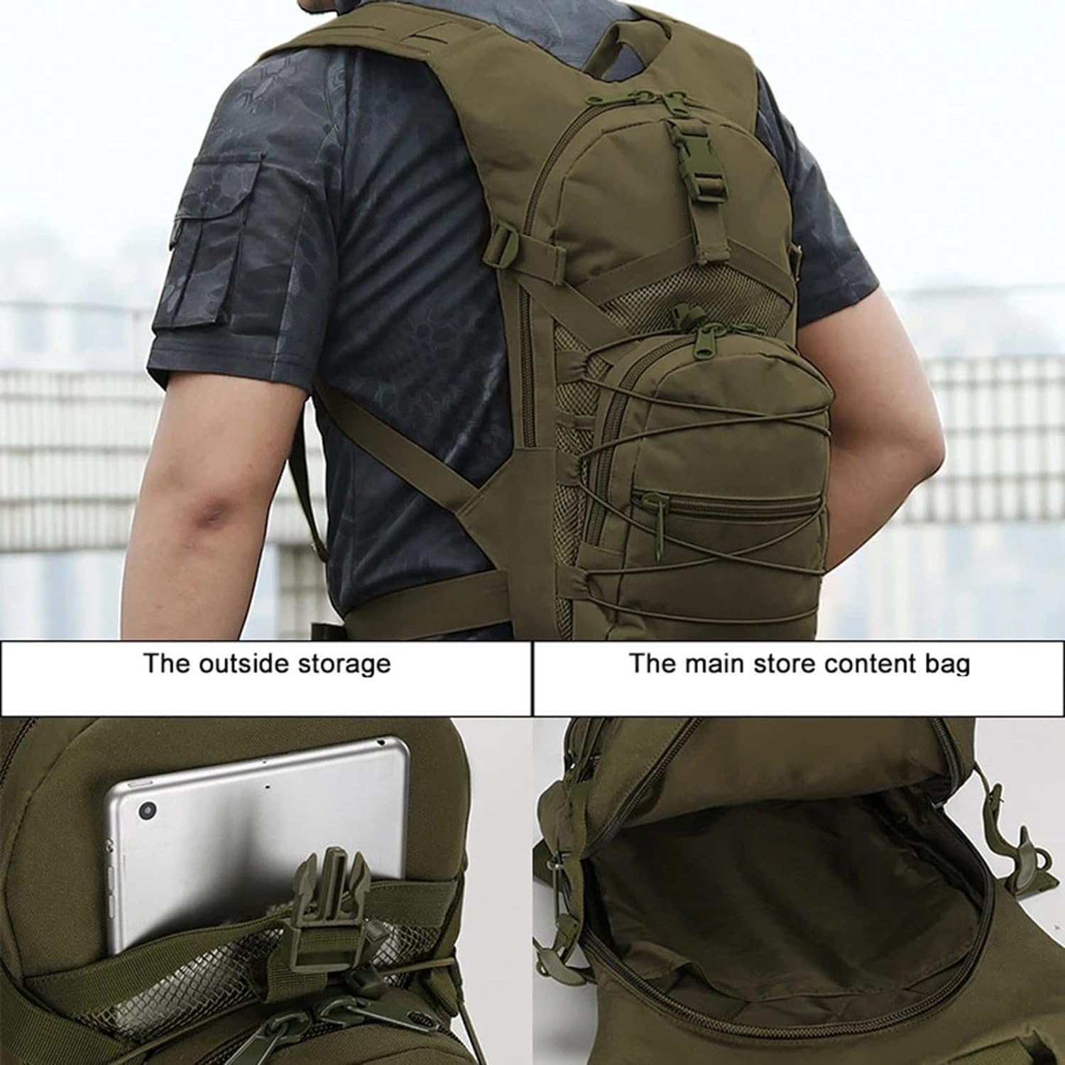 Liuwei - Military Molle Tactical Backpack 15L Waterproof Oxford, Black