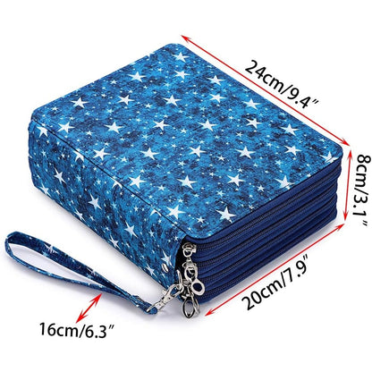 Sumnacon - 160 Holes Pencil Case With Large Capacity (Blue Stars)