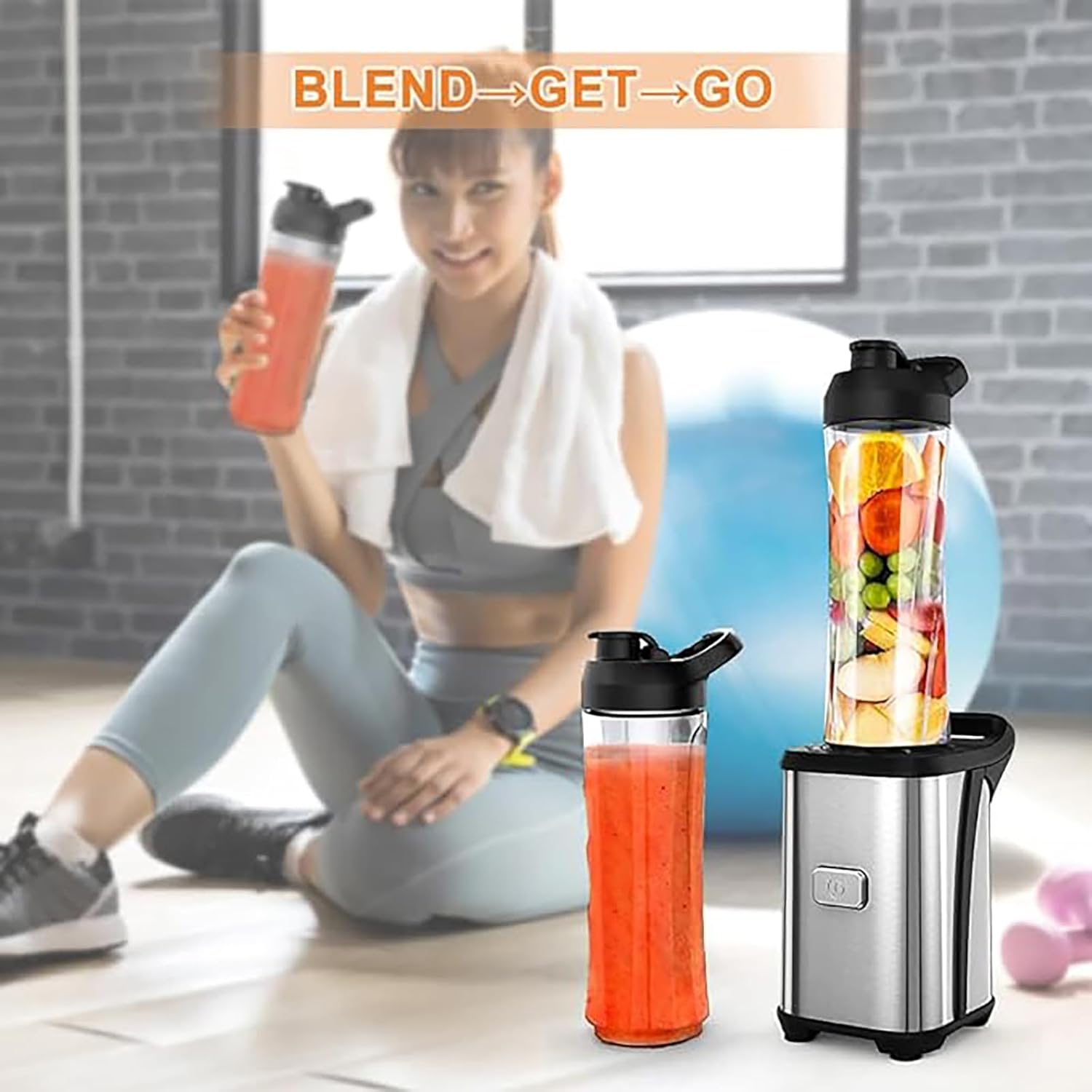 Enfmay - 300W Mini Smoothie Maker With 2 BPA-Free Bottles, Silver