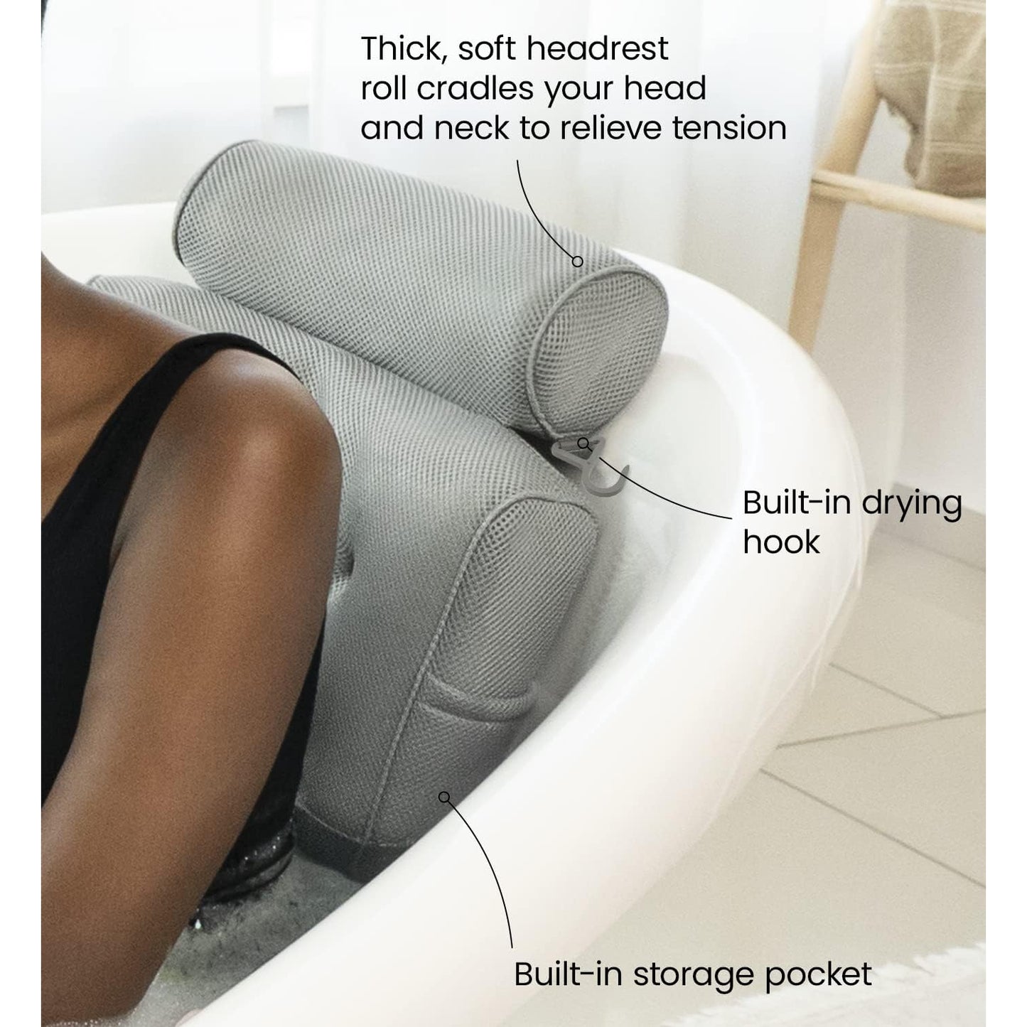 Everlasting Comfort - Luxury Bath Pillow With Head, Neck, Back Support