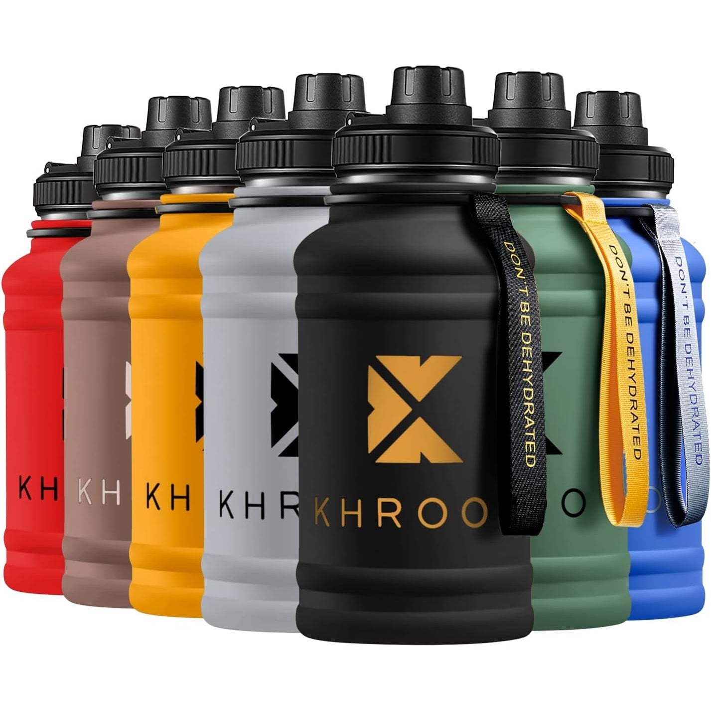 Khroom - Stainless Steel Sports Bottle 1.3L, BPA-Free, Carbonation Safe, Black