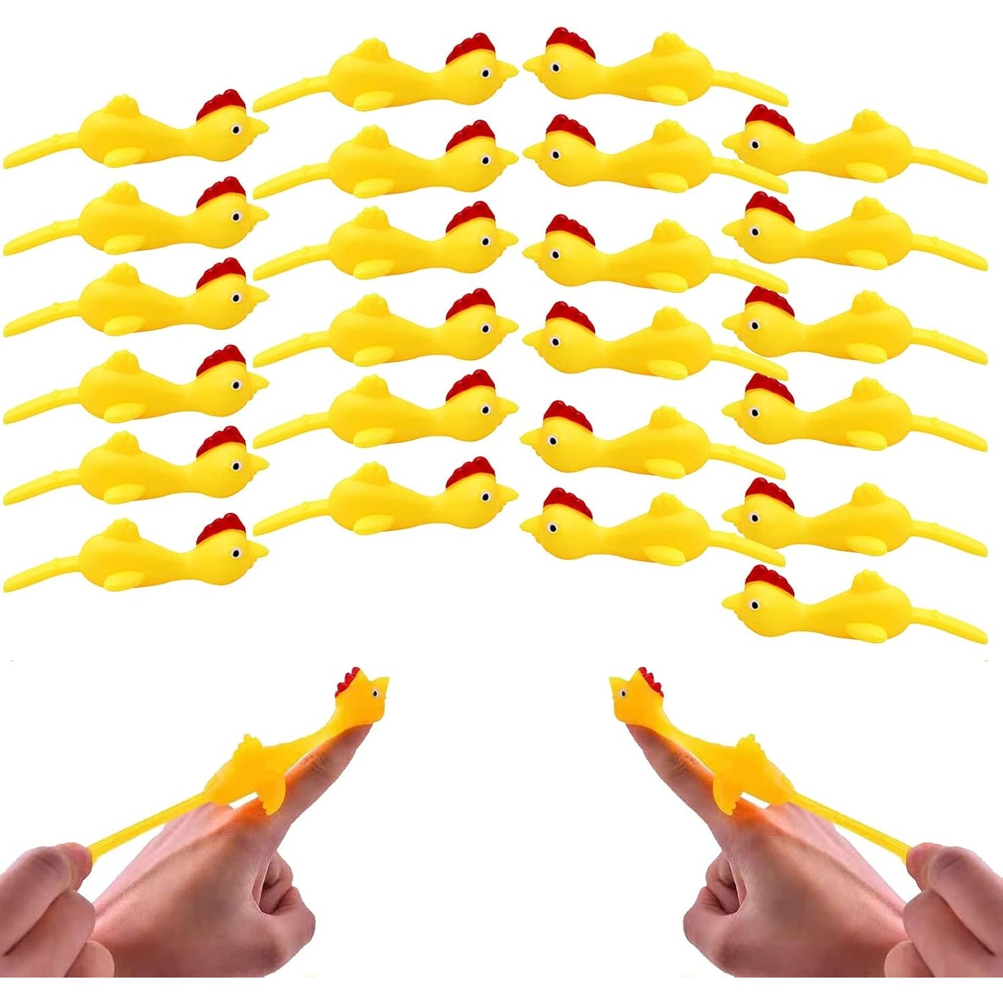 Hycsc - Slingshot Chicken Rubber Set, 24-Pack Funny Flying Stress Relief Toys