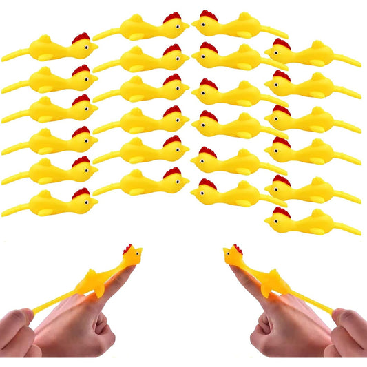 Hycsc - Slingshot Chicken Rubber Set, 24-Pack Funny Flying Stress Relief Toys