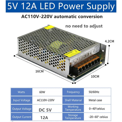 Phevos Inc. - Universal Regulated Switching Power Supply Adapter For LED/CCTV/Raspberry Pi