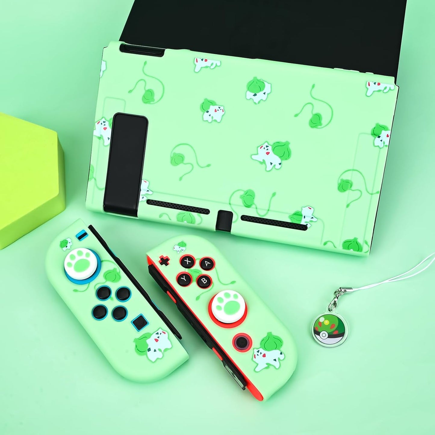 Dlseego - Green Frog Protective Case for Switch with Thumb Grips & Elf Balls