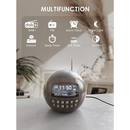 Rocam - Dab Clock Radio With LCD Display, Alarm Clock With 7 Colorful Night Light