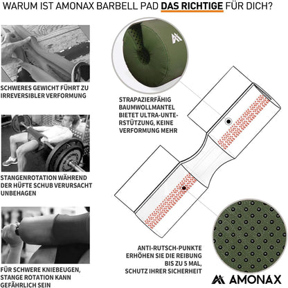 Amonax - Extra Thick Barbell Neck Pads For Hip Thrust And Squat