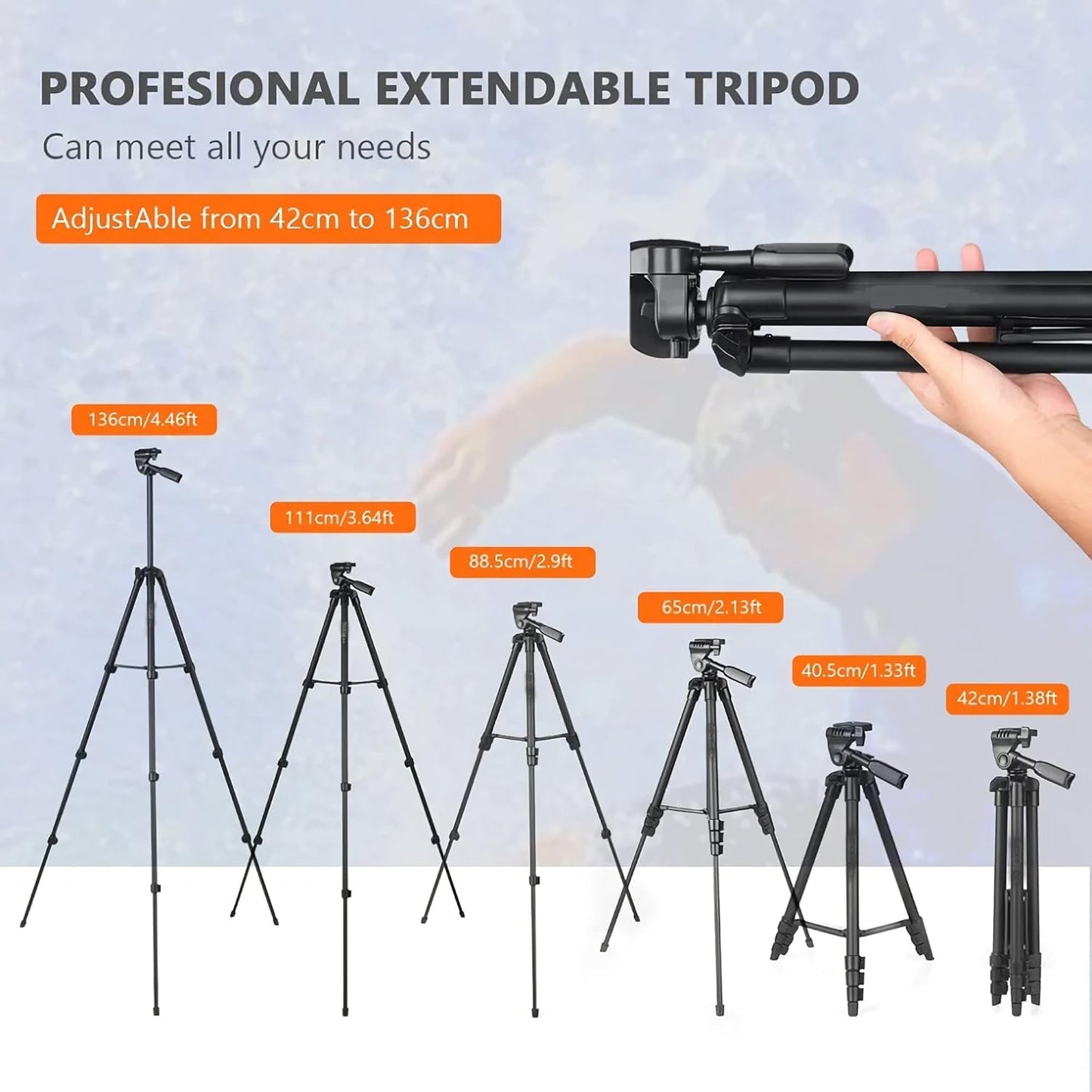 Intexca & Design - 55-Inch Lightweight Aluminum Tripod With Carry Bag