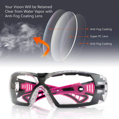 Safeyear - Women's Anti-Fog Safety Goggles With HD Anti-Scratch Lenses