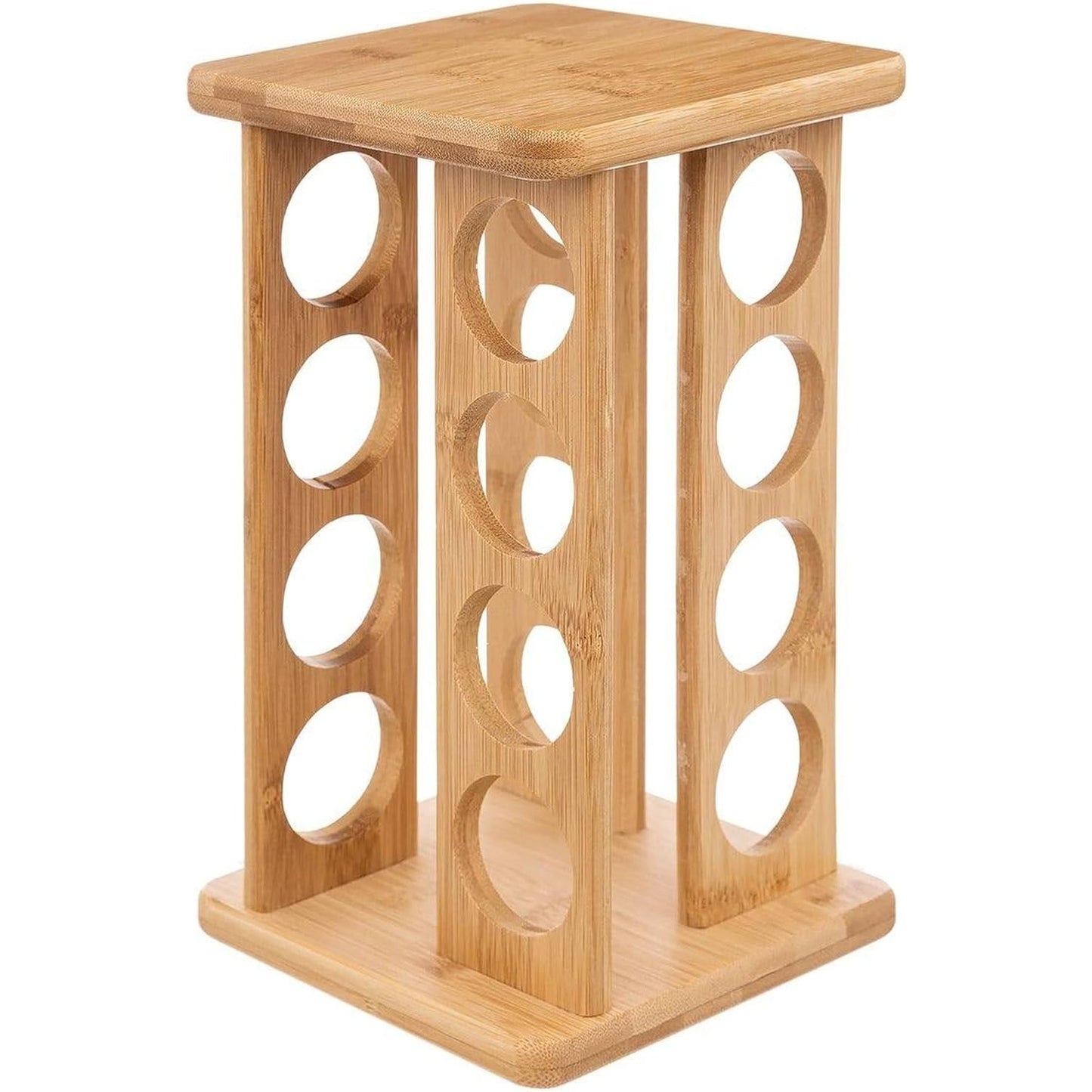 Bambou - Bamboo Spice Rack With 16 Glass Jars & Rotating Stand