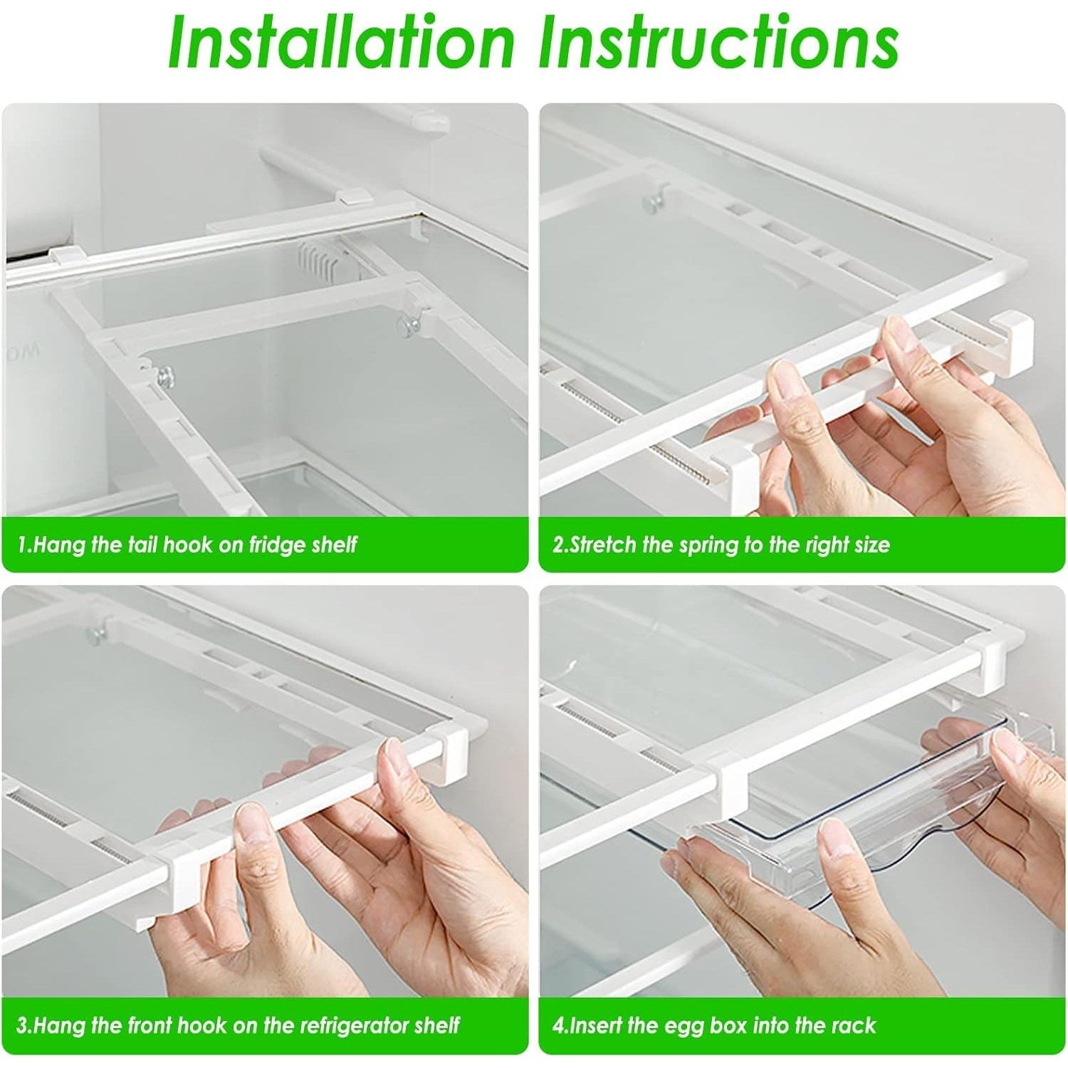 Jahy2Tech - Large Capacity Hanging Egg Holder Tray for Refrigerator