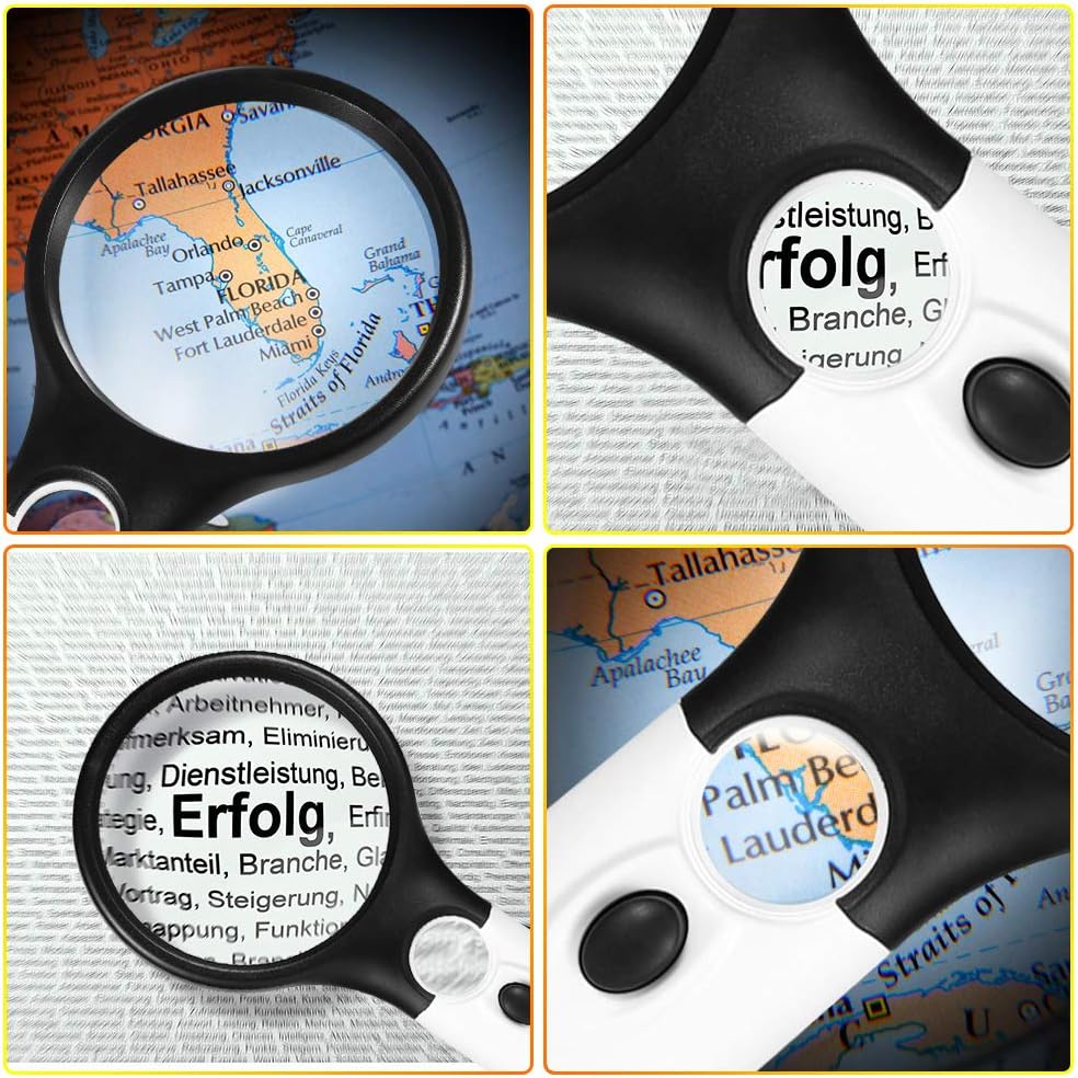 Chefic - Handheld Magnifying Glass With 3 LED Lights, 3X 45X Magnification