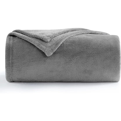 Aisbo - Fleece Blanket Grey Throw, Soft Warm Flannel, 130x150Cm