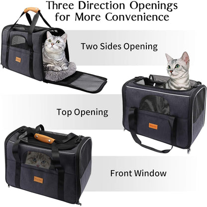 Morpilot - Breathable Foldable Pet Transport Box With Adjustable Strap And Plush Mattress