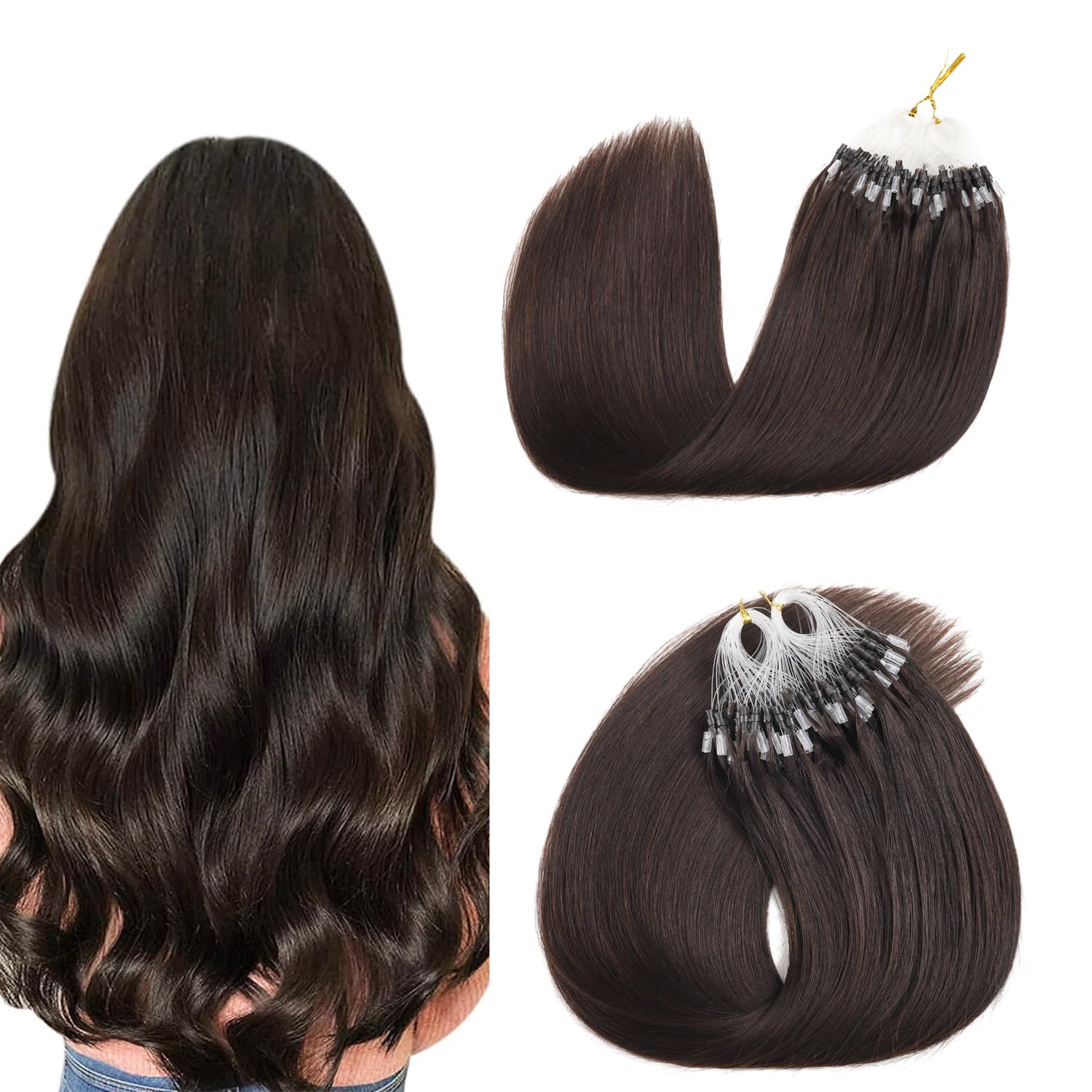 Sisily - Micro Loop Dark Brown Remy Human Hair Extensions