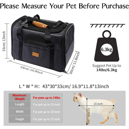 Morpilot - Breathable Foldable Pet Transport Box With Adjustable Strap And Plush Mattress