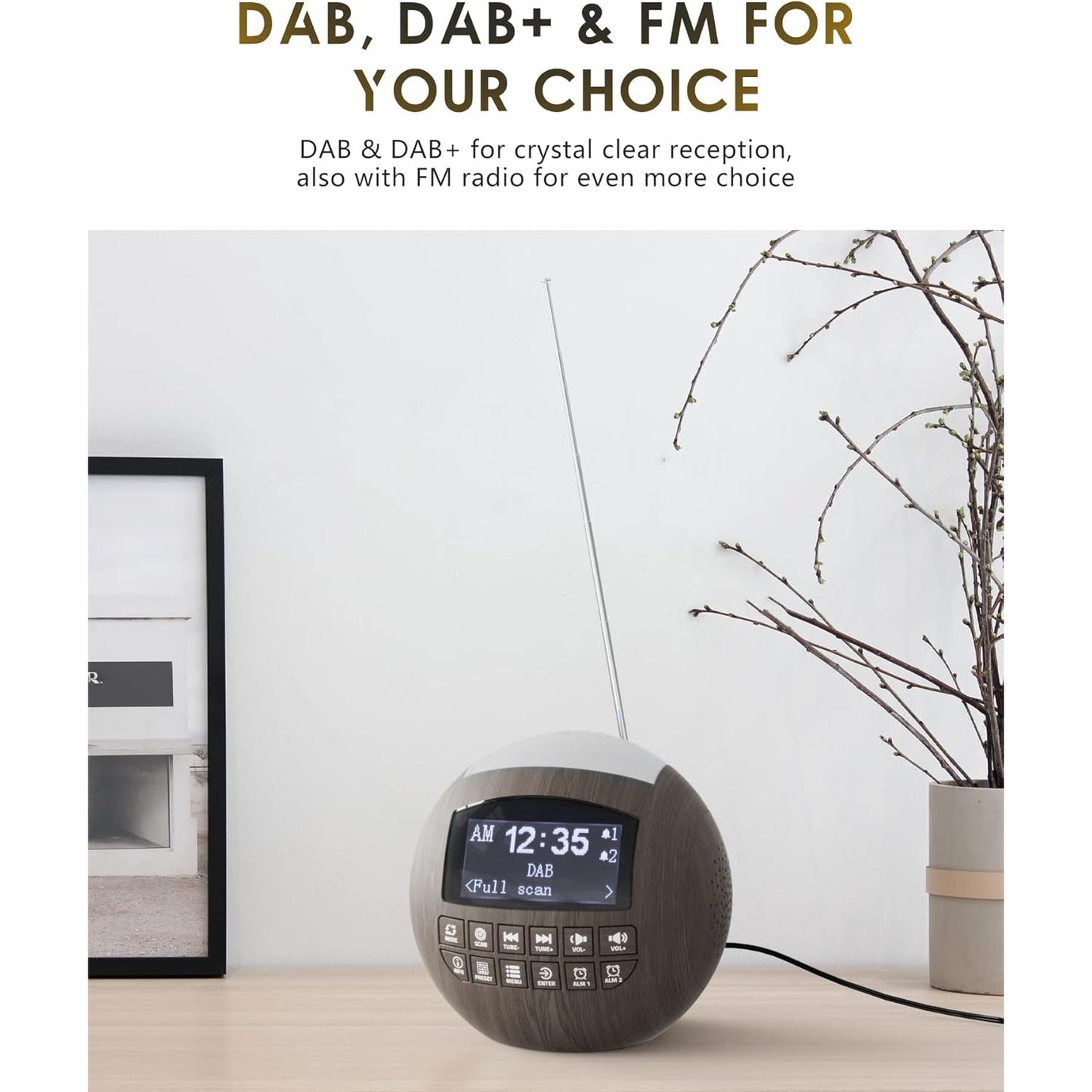 Rocam - Dab Clock Radio With LCD Display, Alarm Clock With 7 Colorful Night Light