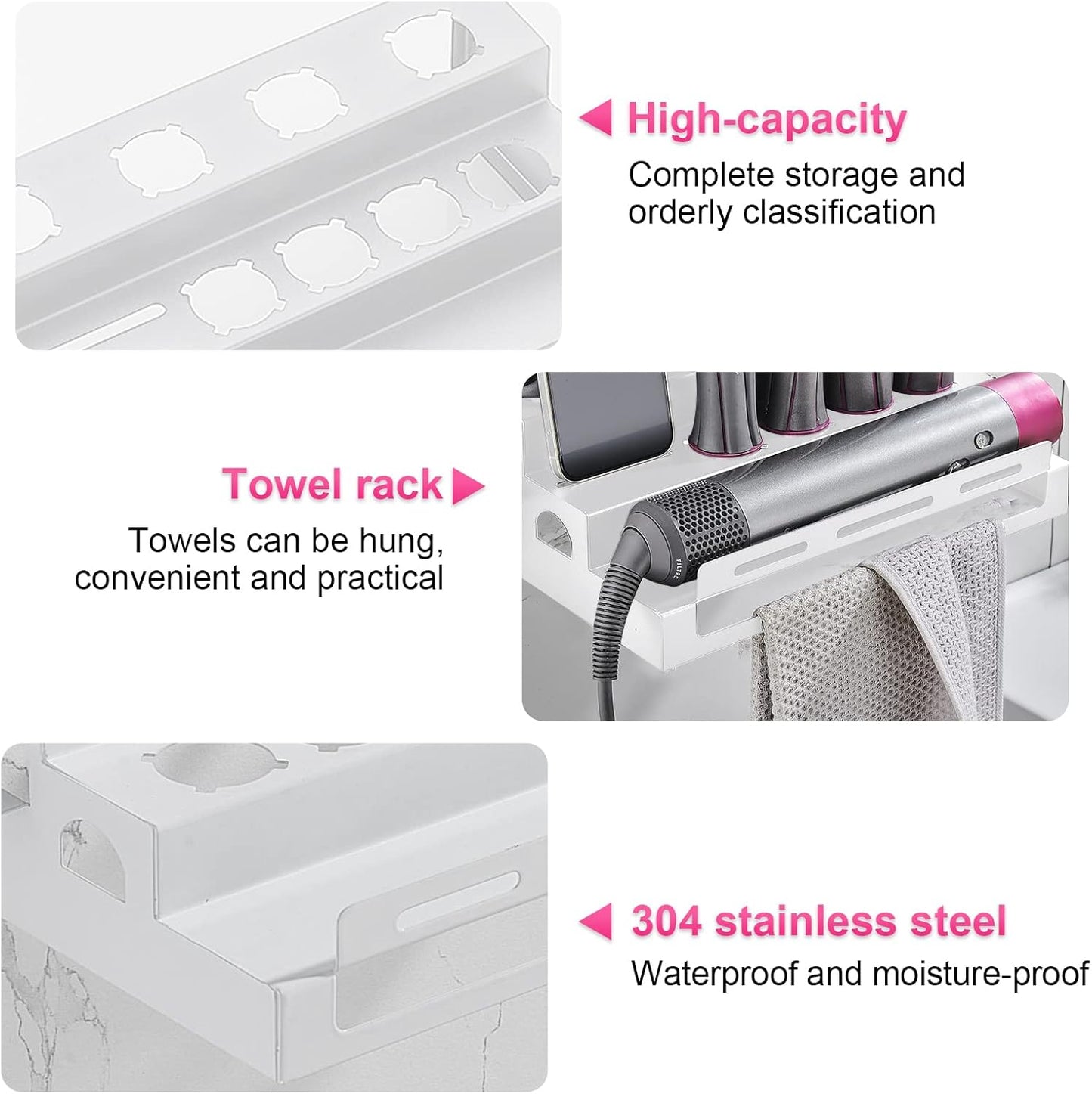 Gdwd - Storage Holder For Dyson Airwrap Styler Accessories, Wall Mount, White