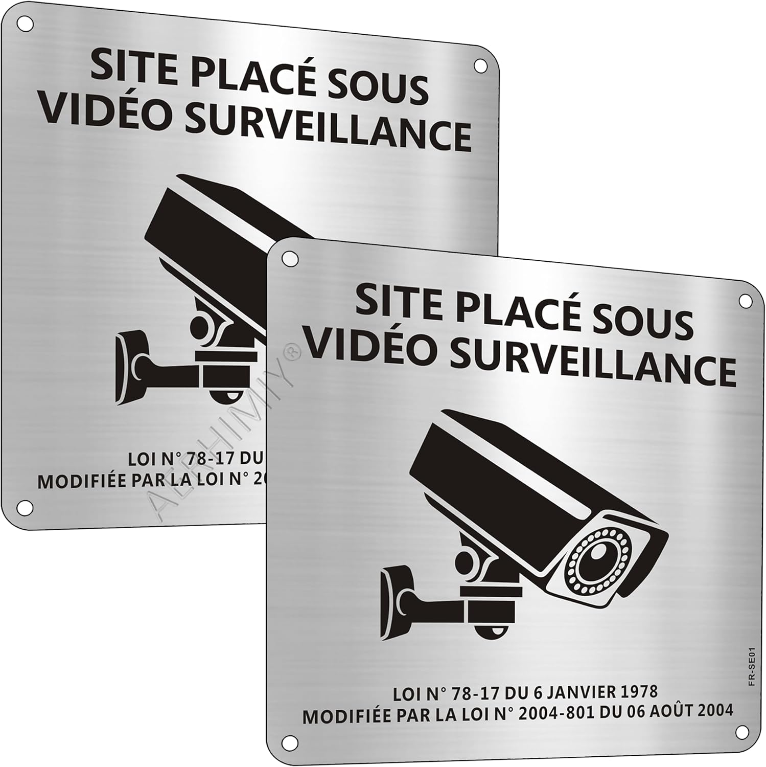 Aerhimiy - Aluminum Surveillance Camera Sign, 15x15 cm, 2-Pack, UV & Water Resistant