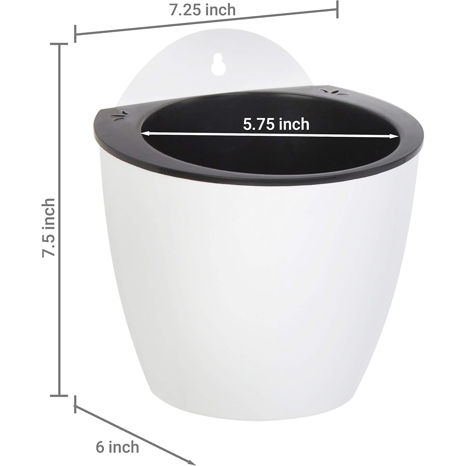 Mygift - Self-Watering Wall-Mount Planters, 17.8 Cm, White, Set of 2